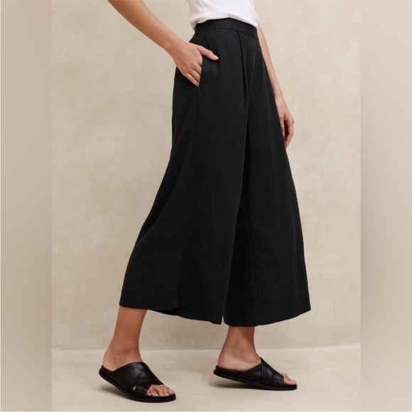 NWT! Banana Republic Black Linen-Blend Easy Wide-Leg Crop Pant - Multiple🔹 - Picture 2 of 6